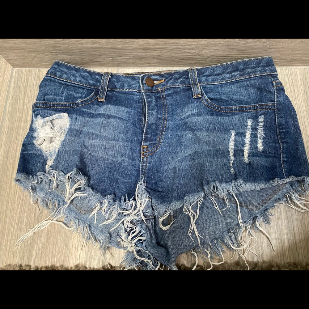 Vibrant miu denim jean shorts